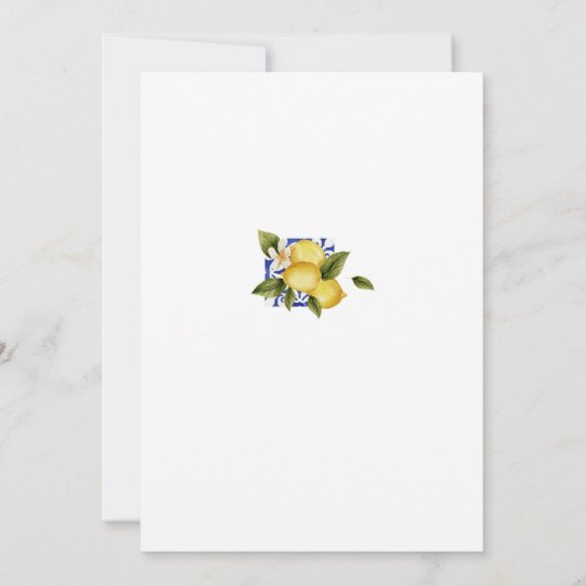 Italia Blue Watercolor Lemon Calligraphy Wedding Einladung (Rückseite)