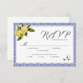 Italia Blue Watercolor Lemon RSVP Card (Vorne/Hinten)