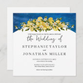 Italia Blue Watercolor Lemon Square Wedding Einladung (Vorne/Hinten)