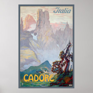 Italia Cadore Vintage Reiseposter - Gerahmt Poster