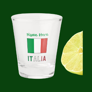 Italia e Bandiera Italiana con il Tuo Nome Schnapsglas