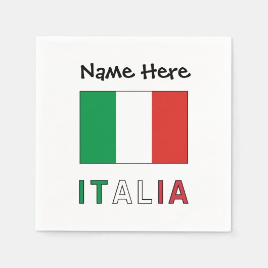 Italia e Bandiera Italiana con il Tuo Nome Serviette (Vorderseite)