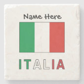 Italia e Bandiera Italiana con il Tuo Nome Steinuntersetzer (Vorderseite)