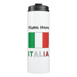 Italia e Bandiera Italiana con il Tuo Nome Thermosbecher