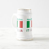 Italia e Bandiera Italiana Grüne Personalisierung Bierglas (Vorderseite Links)