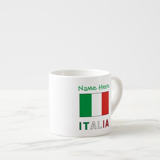 Italia e Bandiera Italiana Grüne Personalisierung Espressotasse (Vorderseite Rechts)