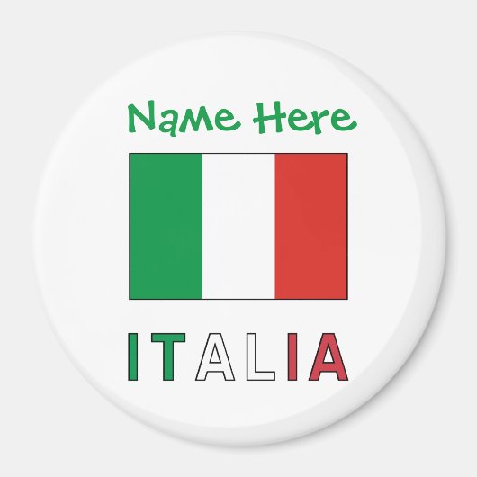 Italia e Bandiera Italiana Grüne Personalisierung Magnet (Vorne)