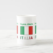Italia e Bandiera Italiana Grüne Personalisierung Porzellantasse (Vorderseite)