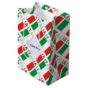 Italia e Bandiera Italiana mit Ihrem Namen Mittlere Geschenktüte