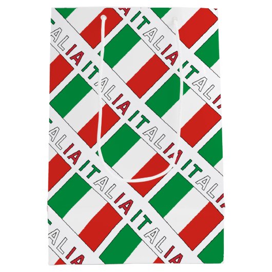 Italia e Bandiera Italiana mit Ihrem Namen Mittlere Geschenktüte (Rückseite)