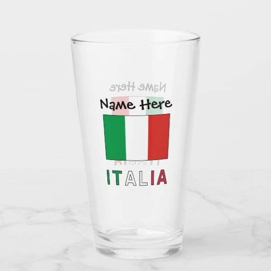 Italia e Bandiera Italiana Personalisiert Glas (Rückseite)