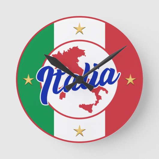 Italia Flag & Map Runde Wanduhr (Vorderseite)