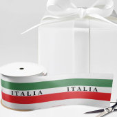 Italia Flag Stripes on White Satin Ribbon Satinband