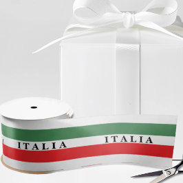 Italia Flag Stripes on White Satin Ribbon Satinband