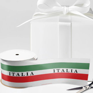 Italia Flag Stripes on White Satin Ribbon Satinband