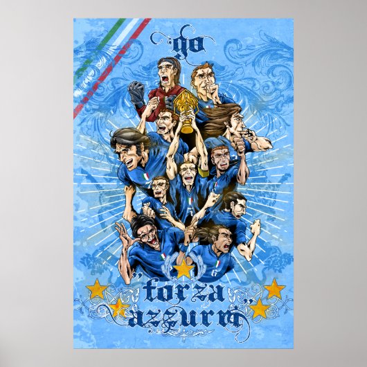 Italia Forza Azzurri Fußball Calcio Kunst - Alejan Poster (Vorne)