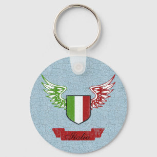 Italia Geflügelte Vintage-Flagge Schlüsselanhänger