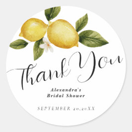 Italia Lemon Calligraphy Brautparty Vielen Dank Runder Aufkleber