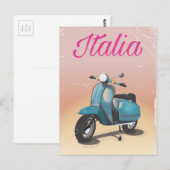 Italia Scooter Reiseplakat Postkarte (Vorne/Hinten)
