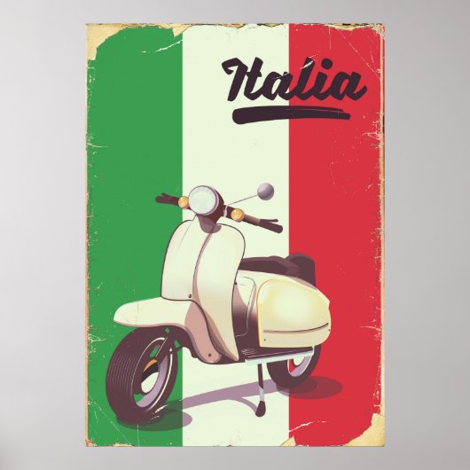 Italia Scooter Vintage Reiseplakat Poster (Vorne)