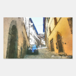 Italia Toskana Cortona. Rechteckiger Aufkleber