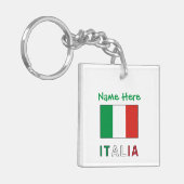 Italia und Italienische Flagge Grüne Personalisier Schlüsselanhänger (Vorderseite links)