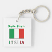 Italia und Italienische Flagge Grüne Personalisier Schlüsselanhänger (Rückseite)