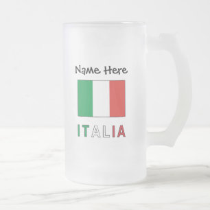 Italia und Italienische Flagge mit deinem Namen Mattglas Bierglas