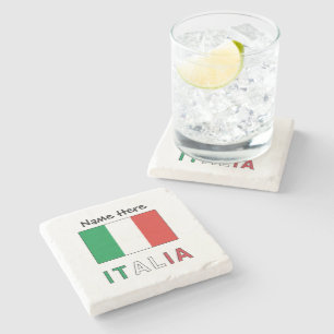 Italia und Italienische Flagge mit Ihrem Namen Steinuntersetzer
