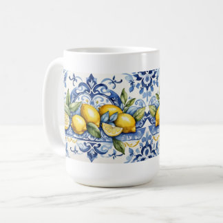Italian Amalfi blue white tiles and lemons Kaffeetasse