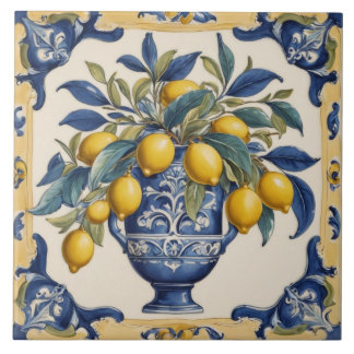 Italian Amalfi Lemon Ceramic Blue Gold Tile Fliese