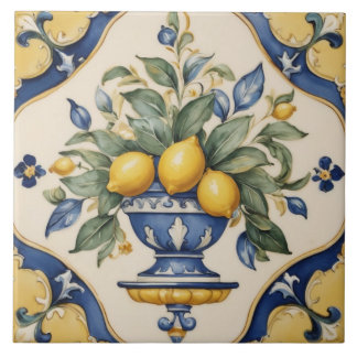 Italian Amalfi Lemon Ceramic Blue Gold Tile Fliese