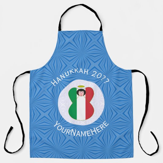 Italian Angel Hanukkah Flag Personalized Large Schürze (Vorderseite)