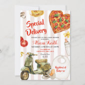 italian baby shower pizza special delivery einladung (Vorderseite)