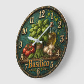 Italian Basil Kitchen Rustic Farmhouse Große Wanduhr (Winkel)