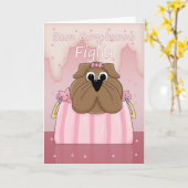 Italian birthday card for daughter cute bulldog pu karte (Gelbe Blume)