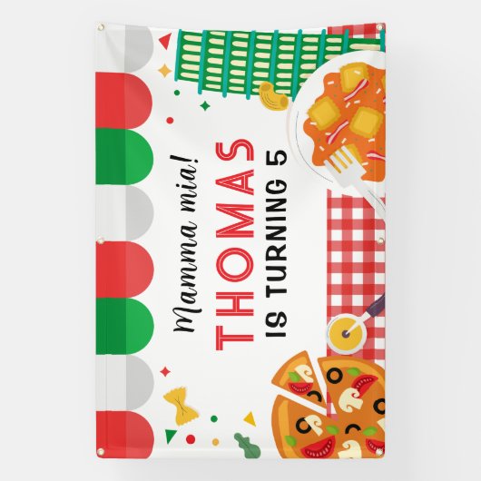 Italian Birthday Party backdrop Banner (Vertikal)