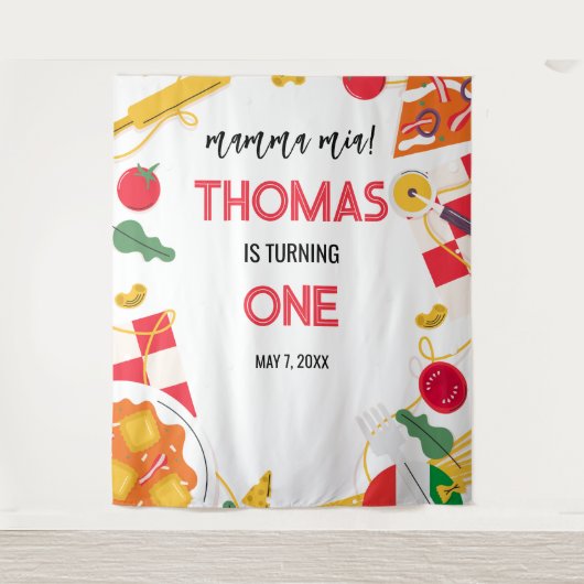 Italian Birthday Party backdrop Wandteppich (Vorderseite)