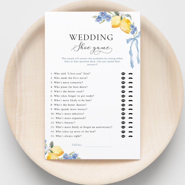 Italian Blue Bow & Lemons Bridal Wedding Shoe Game (Von Creator hochgeladen)