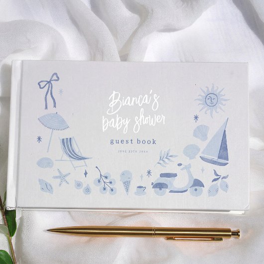 Italian Blue Boy Mediterranean Baby Shower Gästebuch