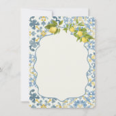 Italian Blue Tile Lemon Invitation Einladung (Rückseite)
