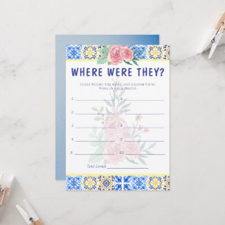 Italian Blue Tile Mamma Mia Game Card Einladung