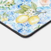 Italian Blue Tile Yellow Citrus Watercolor Schreibtischunterlage (Ecke)