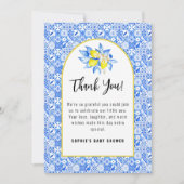 Italian Blue Tiles, Ciao Baby, Lemons square Dankeskarte (Vorderseite)