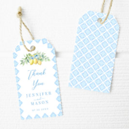 Italian Blue Tiles Lemon Coastal Wedding Vielen Da Geschenkanhänger