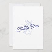 Italian Blue & Yellow Lemon Wedding Table Number Einladung (Vorderseite)