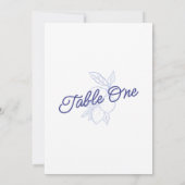 Italian Blue & Yellow Lemon Wedding Table Number Einladung (Rückseite)