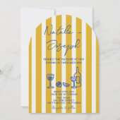 Italian Blue Yellow Written Photo Arch Wedding Einladung (Vorderseite)
