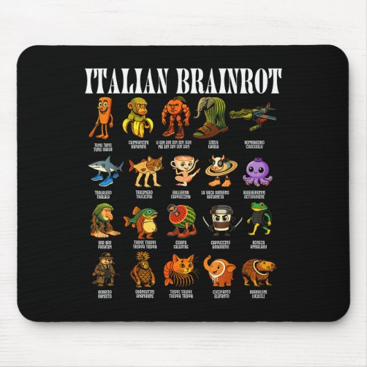 Italian Brain Rot Italian Brainrot Funny Memes  Mousepad (Vorne)