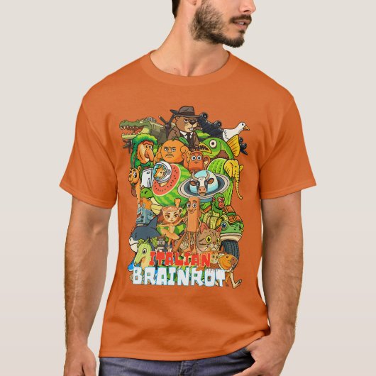 Italian Brainrot CartoonStyle Viral Gen Z Meme Col T-Shirt (Vorderseite)